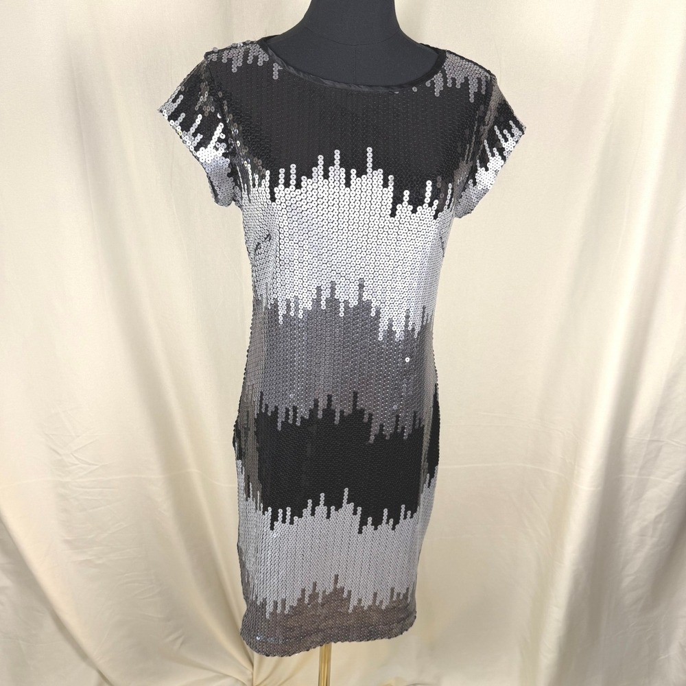 Jonathan Martin Sequin Ombre Block Cocktail Mini Dress 4 Vintage Y2K EUC Glam